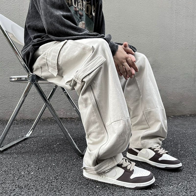 American Straight Cargo Pants Men's Loose Plus Size Casual