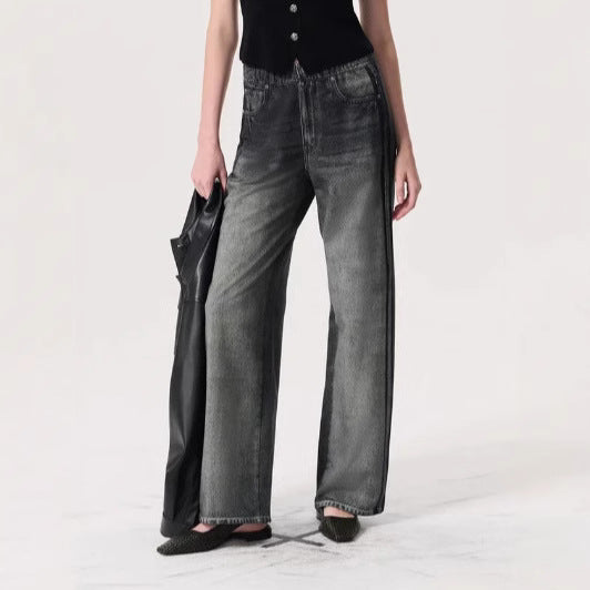 Womens Straight-leg Casual Jeans With An Elastic Waist