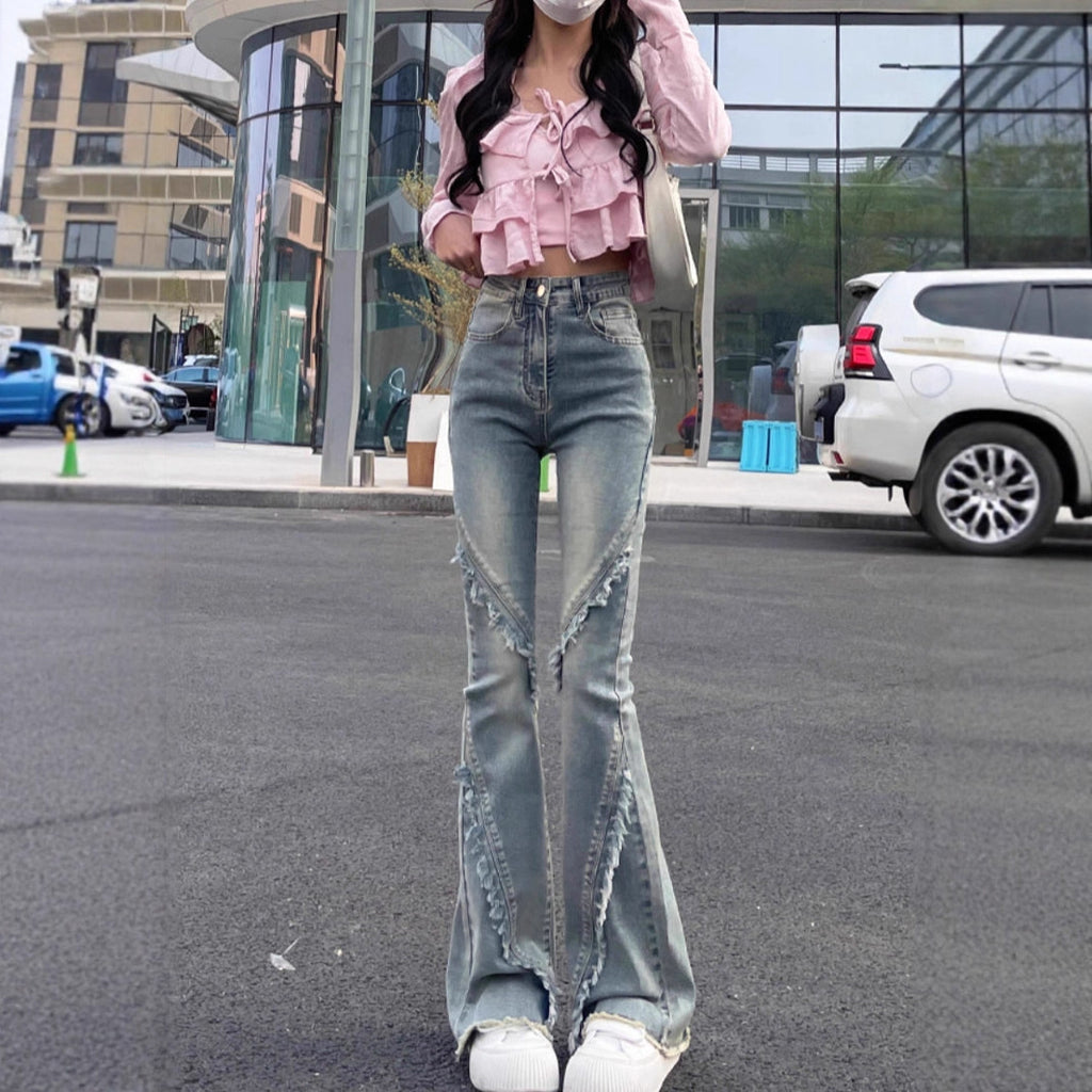 Slimming High-waisted Floor-length Flared Pants