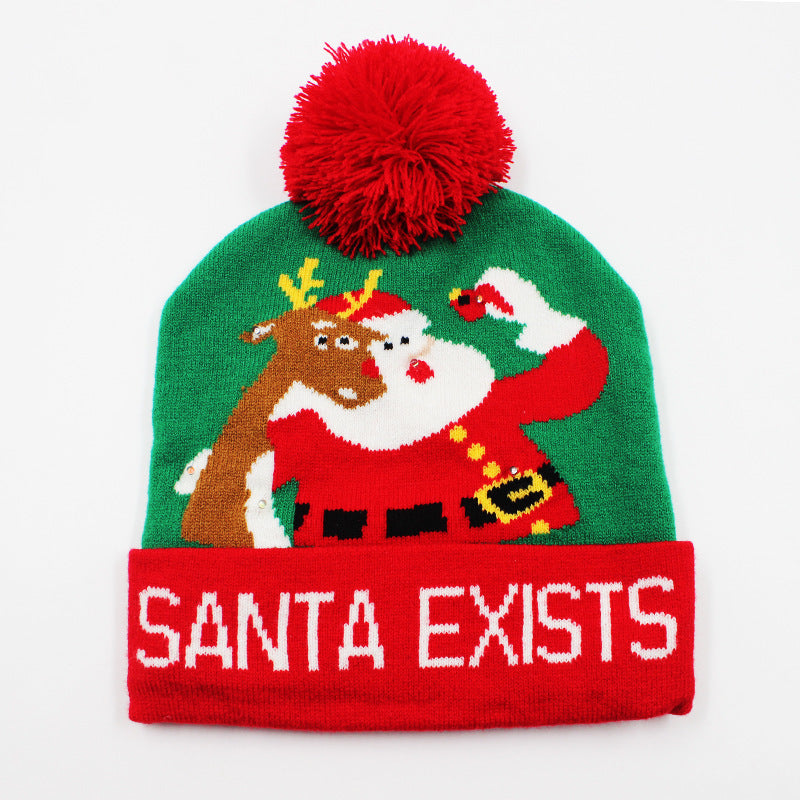 Holiday Party Christmas LED Luminous Knitted Jacquard Knitted Hat