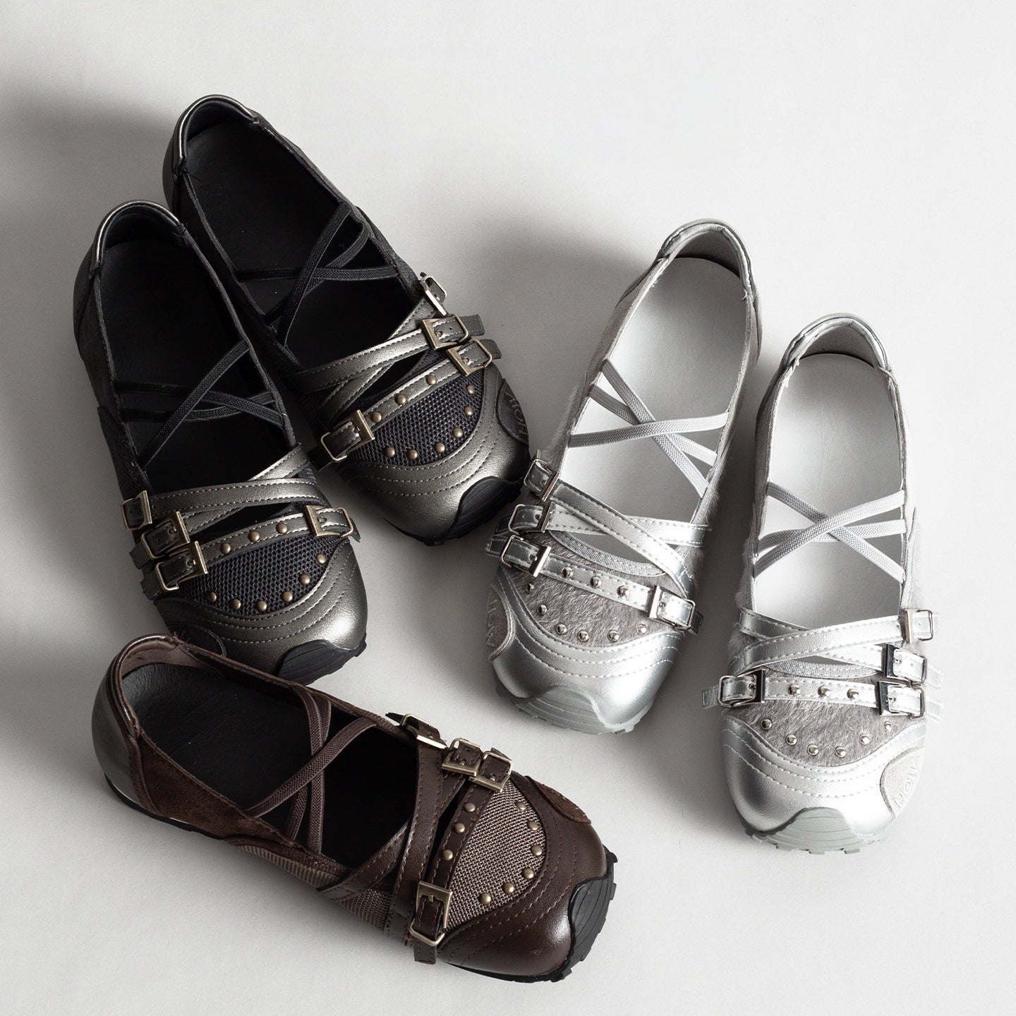 Brown Niche Retro Belt Buckle Sports Mary Jane Shoes Women