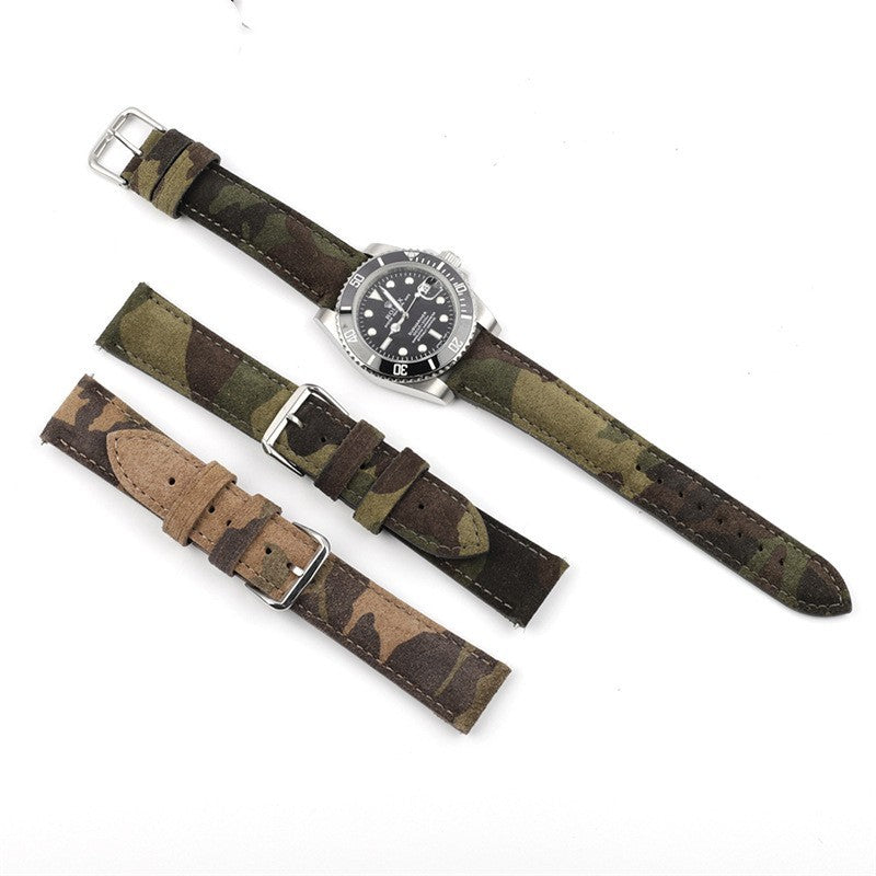 Creative And Versatile Camouflage Genuine Leather Watch Strap