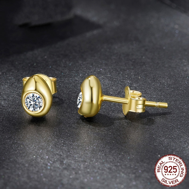 Water Drop Moissanite Stud Earrings Simple Advanced Texture S925 Sterling Silver