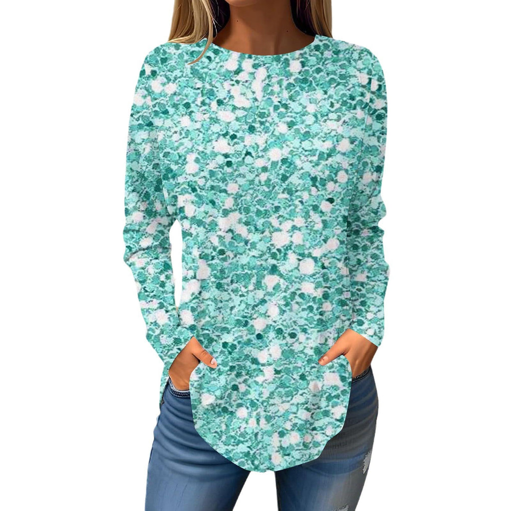 Women's Printed Wear Leisure Round Neck Long Sleeve Top