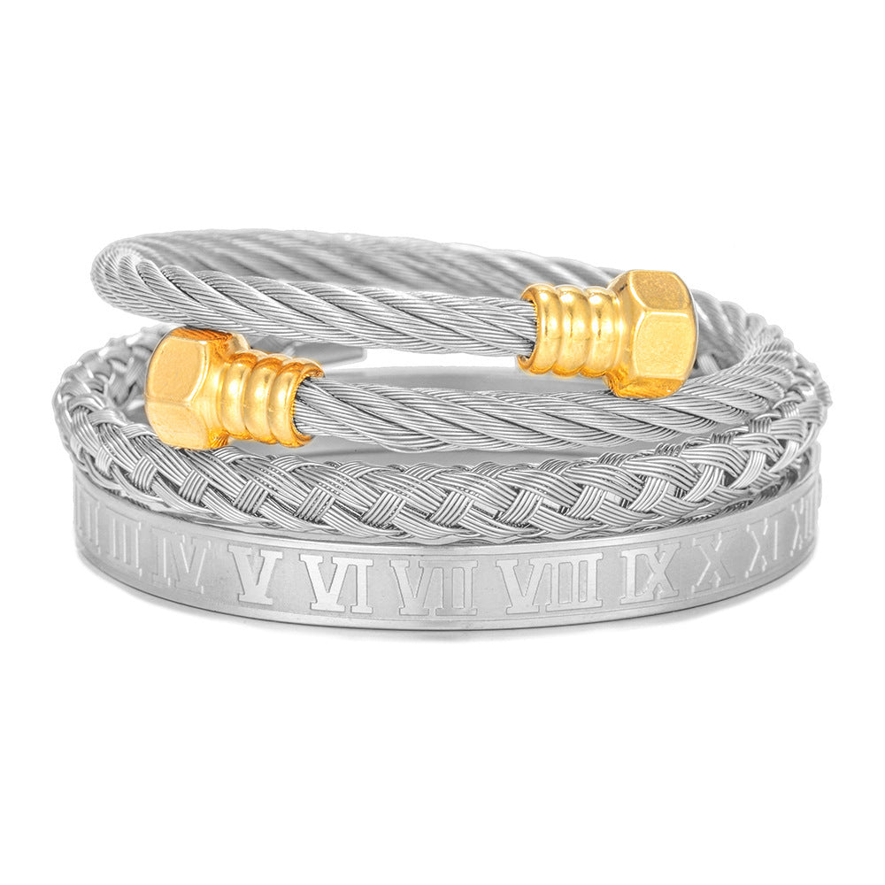 Titanium Steel Bracelet Suit Punk Creative Personality Roman
