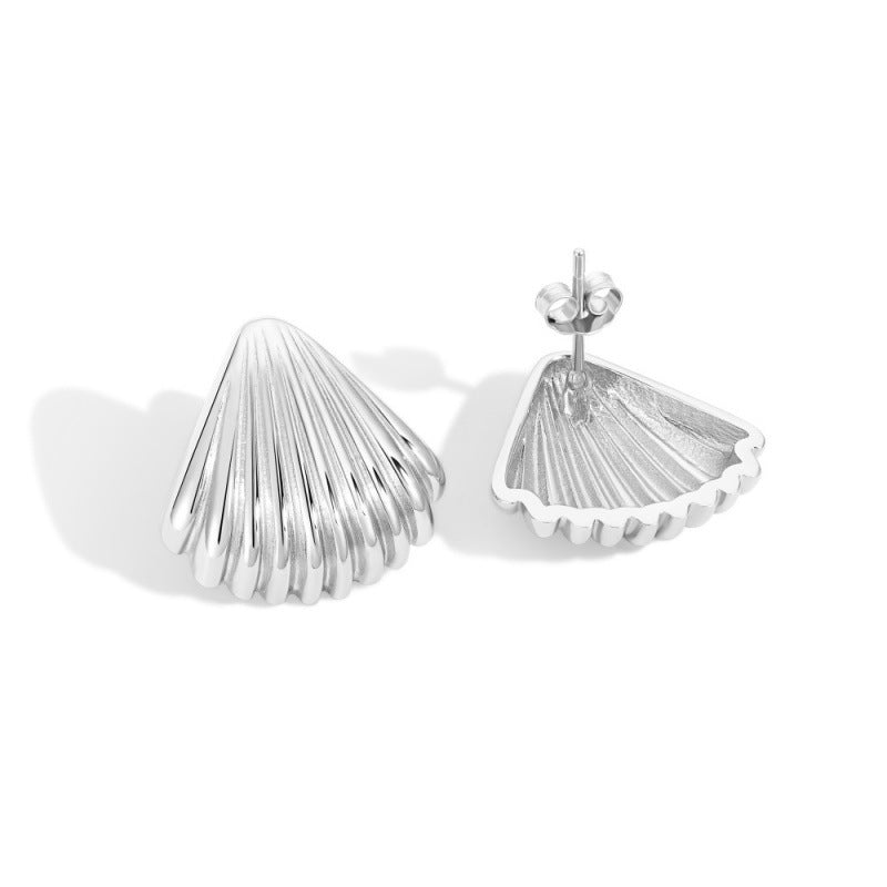 S925 Sterling Silver Stud Earrings For Women Niche Design Shell