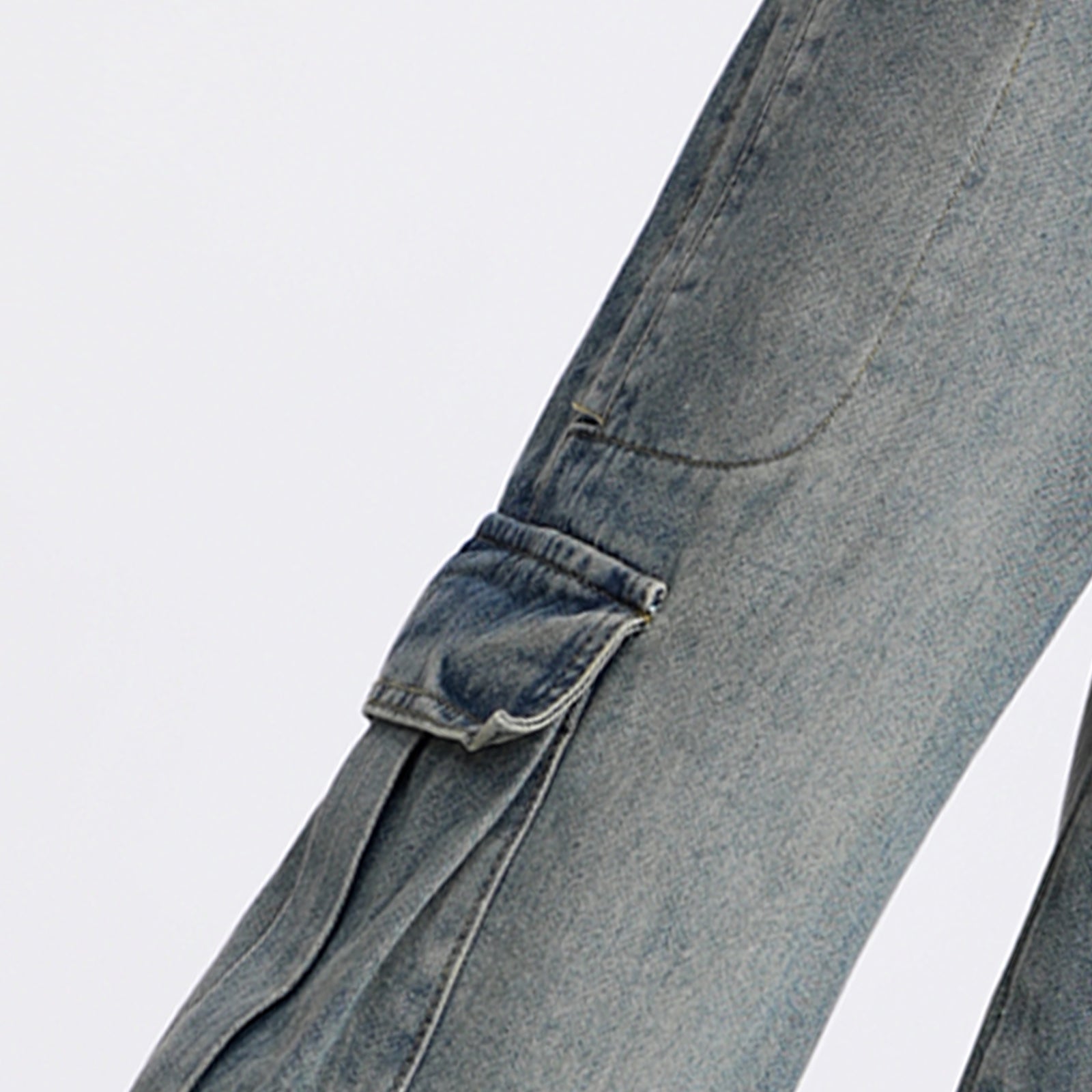 Retro Washed Wide Leg Multi-pocket Loose Straight Jeans