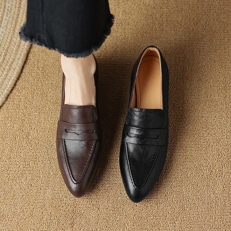 New Retro Pointed Toe Flat Bottom Slip-on Loafers