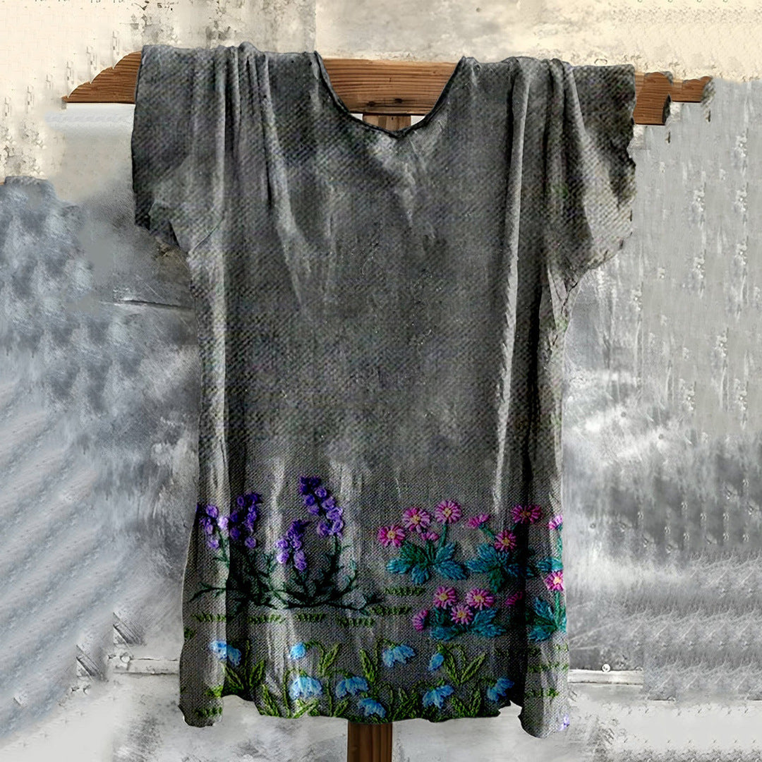 Fashion Digital Printing Loose Casual Women's Top