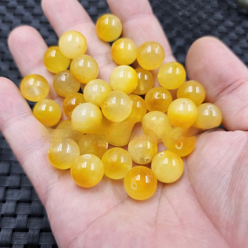 Yellow Chicken Grease Quartz Rock Jade Ornament Accessories Handmade Jade Beads