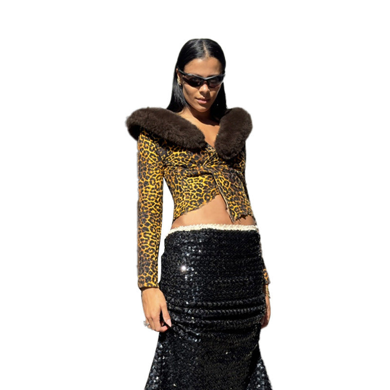 Long Sleeve Slim Fit Midriff-baring Temperament Top