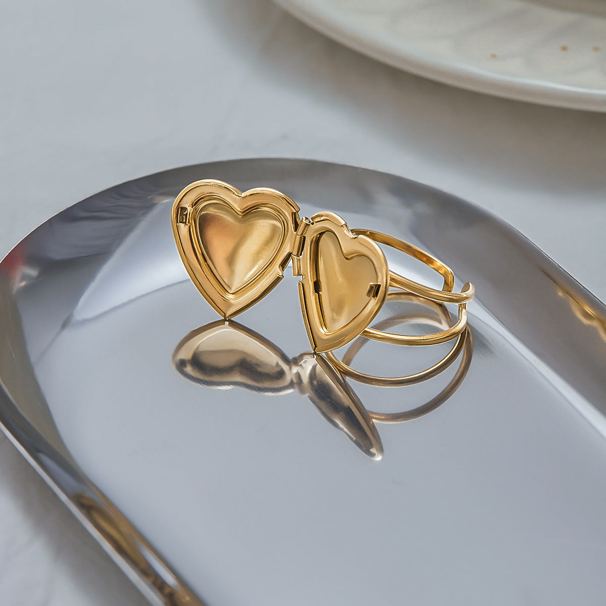 Stainless Steel Love Heart-shaped Ring