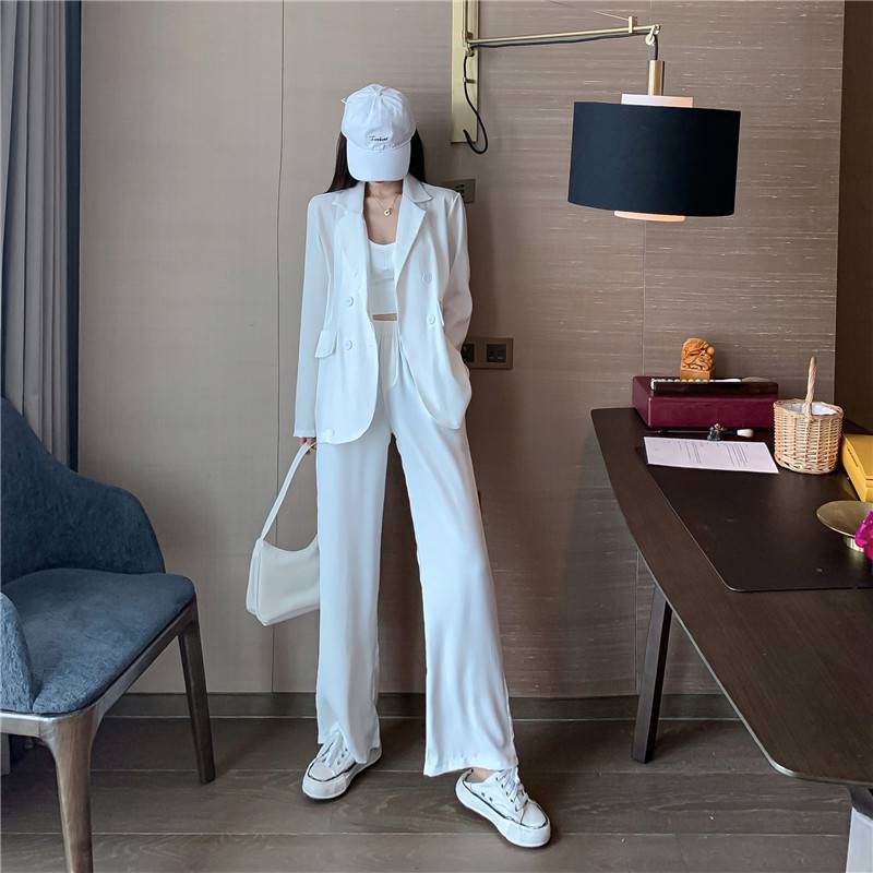 Two-piece Casual Suit Jacket Wide Leg Trousers