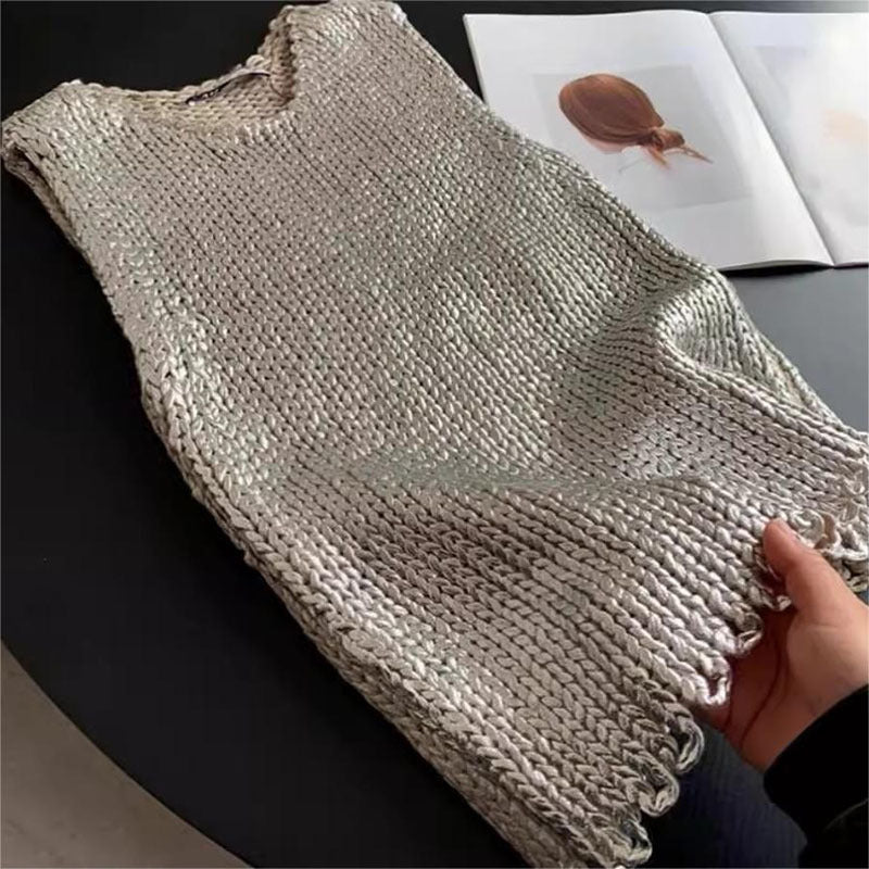 Women's Crew-Neck Sleeveless Knitted Vest
