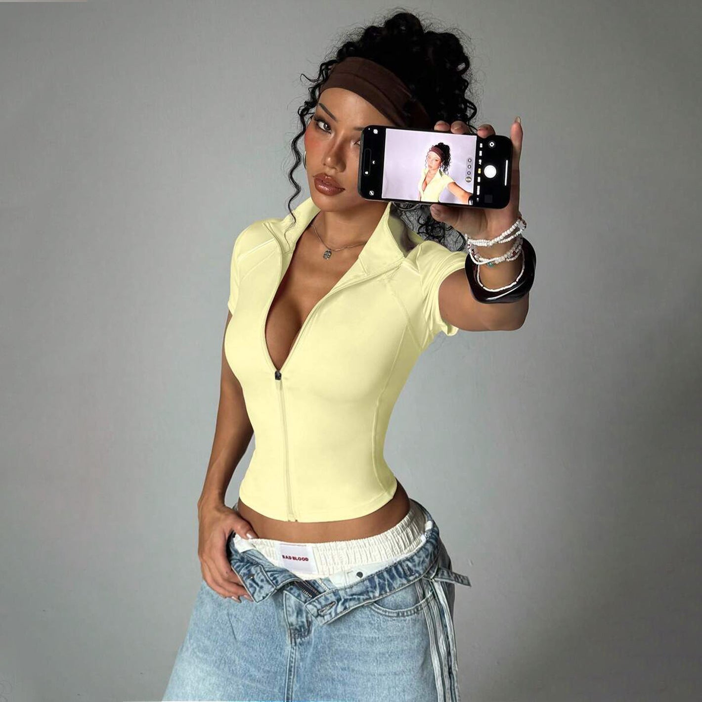 Women's Short Contrast-color Yoga And Fitness Jacket