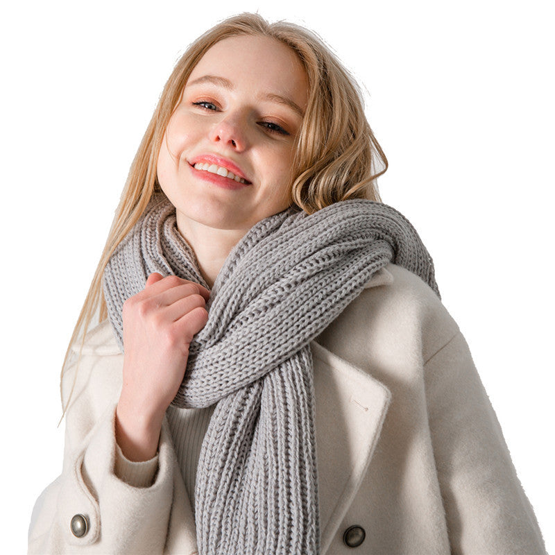 Korean Autumn And Winter Acrylic Solid Color Woolen Scarf