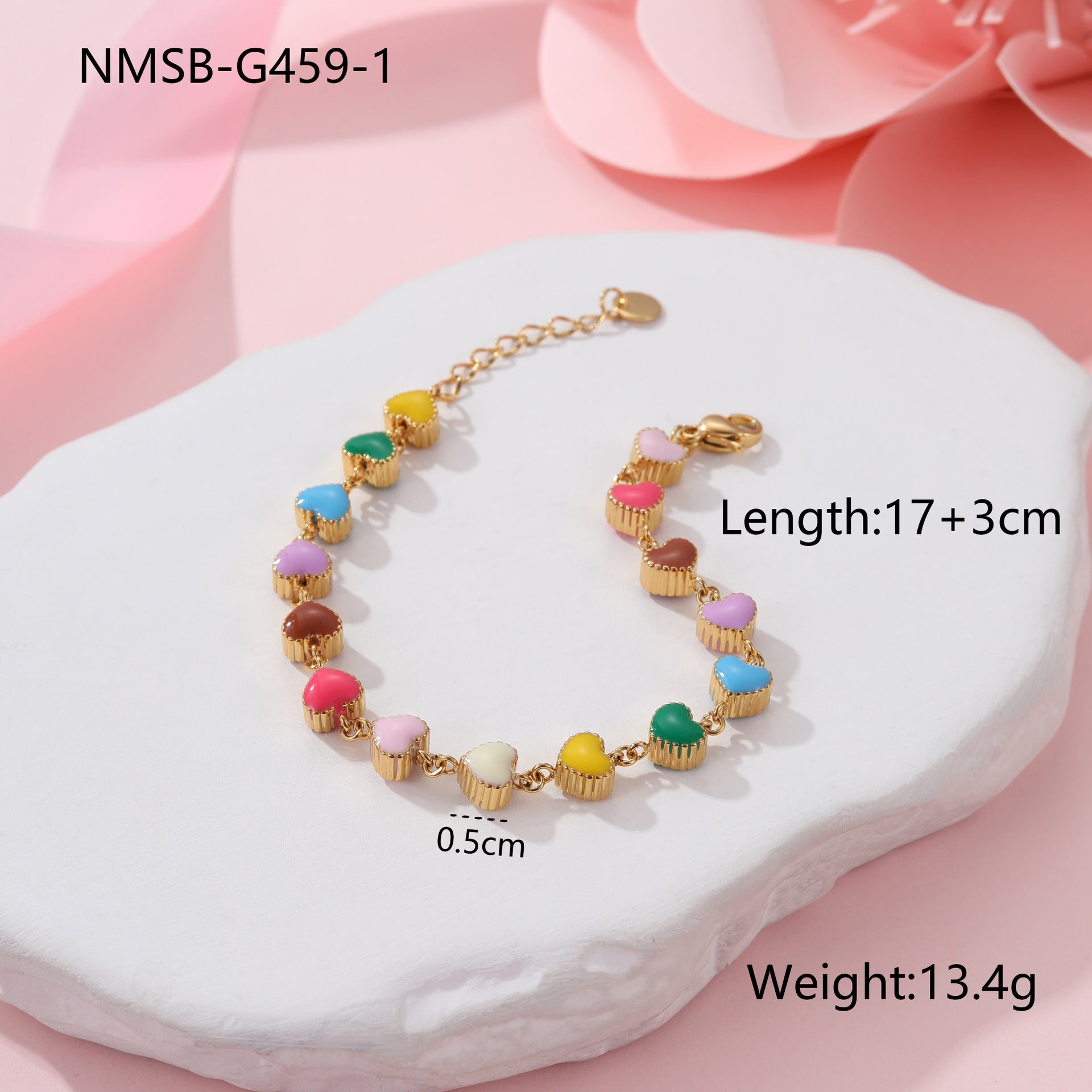 Colorful Oil Necklace Love Heart-shaped Titanium Steel Bracelet