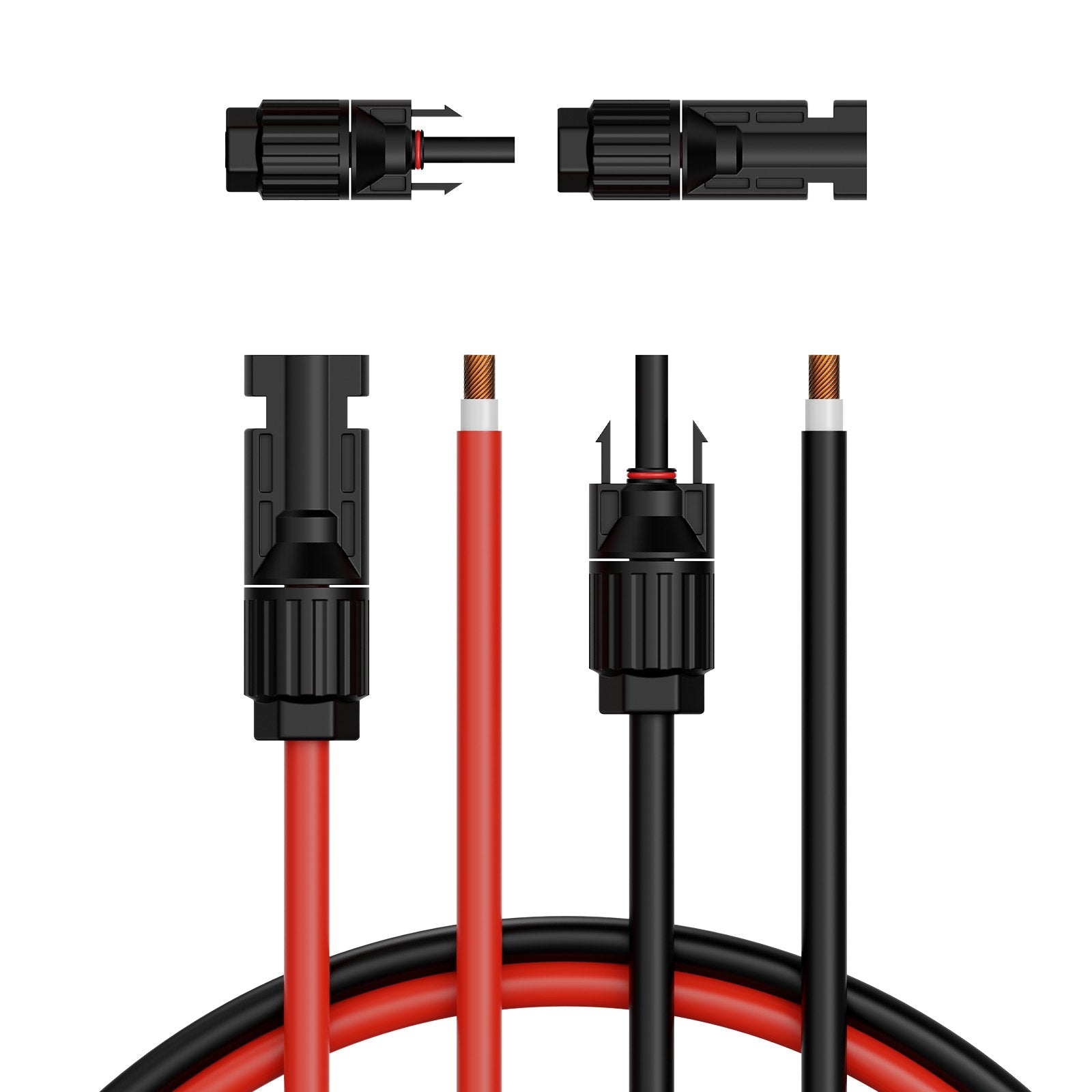 20FT Solar Panel Extension Wire With Female & Male Connectors 10AWG 1 Pair
