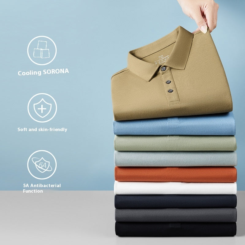 Cool Polo Shirt Men's Solid Color Polo Collar Business Casual Short-sleeved T-shirt