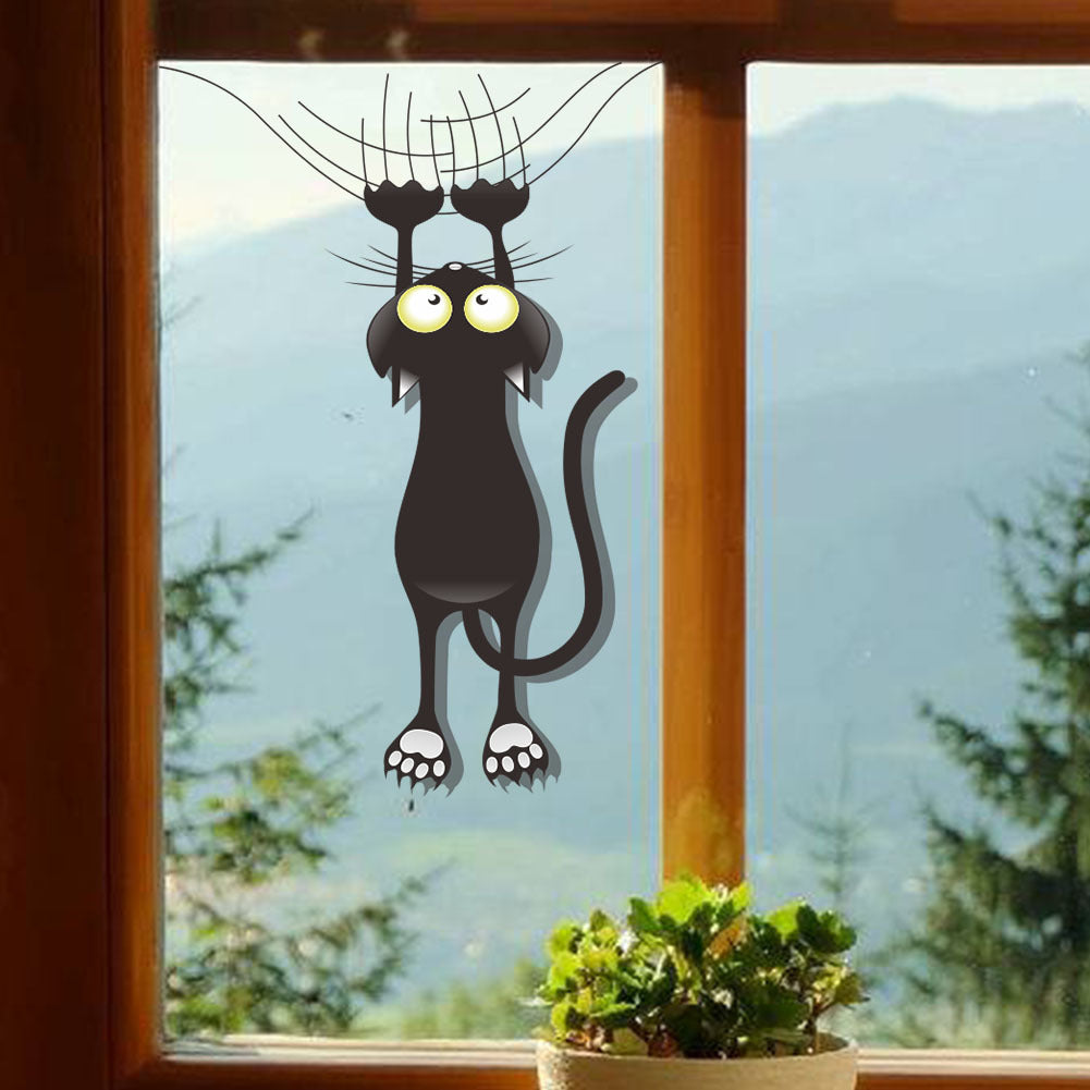 Kitten Grilling Window Creative Sticker Bathroom