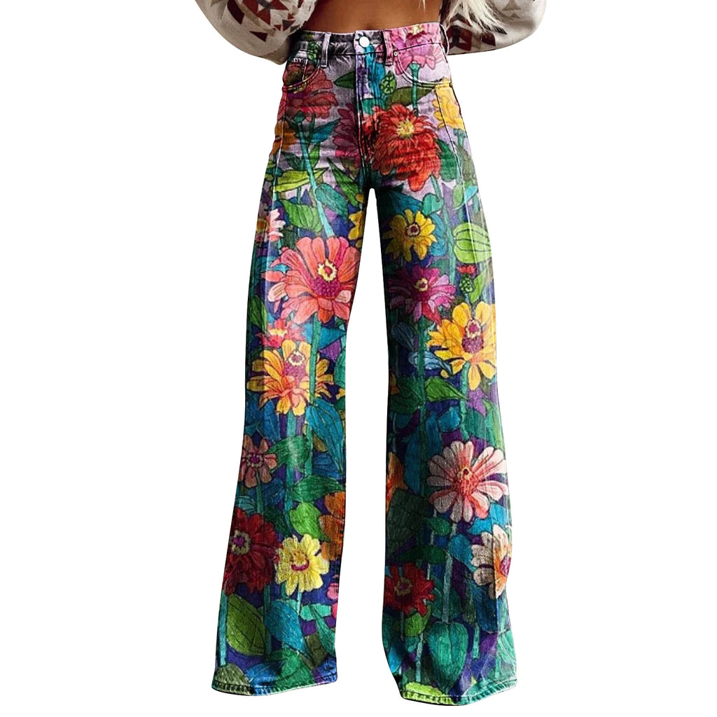 Trendy Flared Denim Jeans Made From Pure Cotton For Women