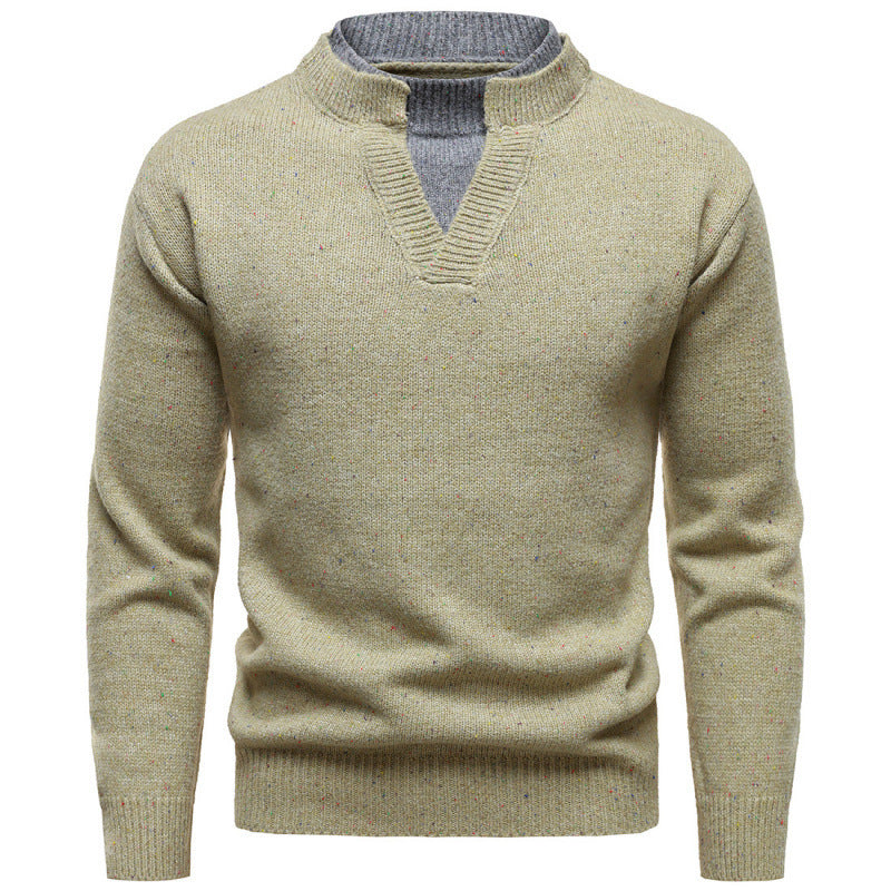 American Retro Fake Two-piece V-neck Dotted Sweater