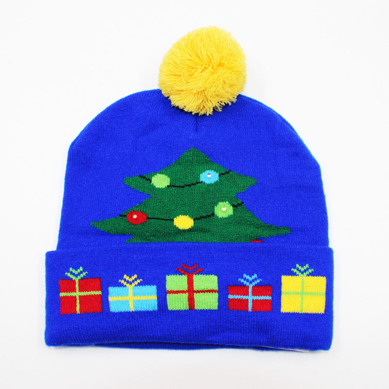 Holiday Party Christmas LED Luminous Knitted Jacquard Knitted Hat