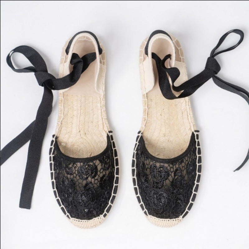 Hemp Rope Flat Lace Student All-matching Slippers Female