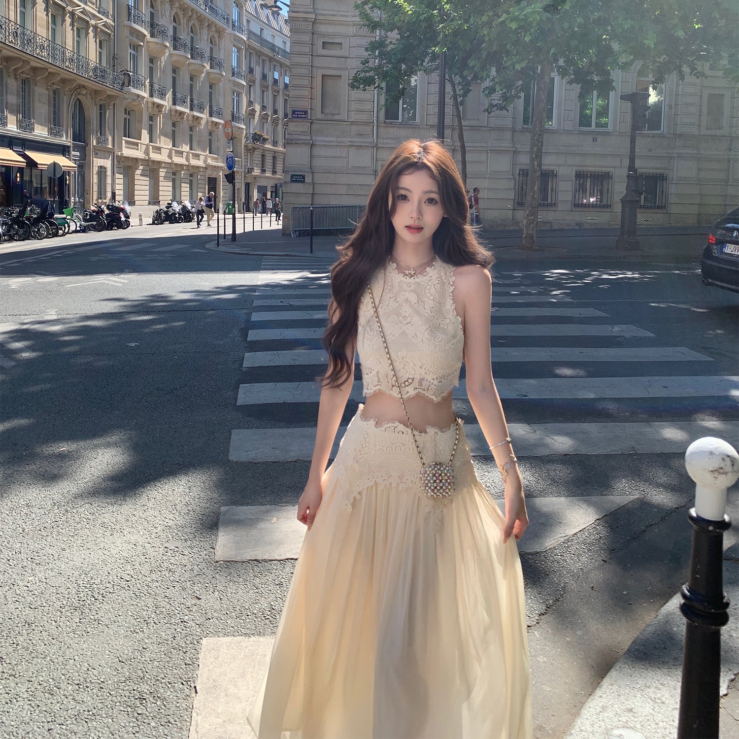 Sweet Exquisite Lace Top Dress Suit Women