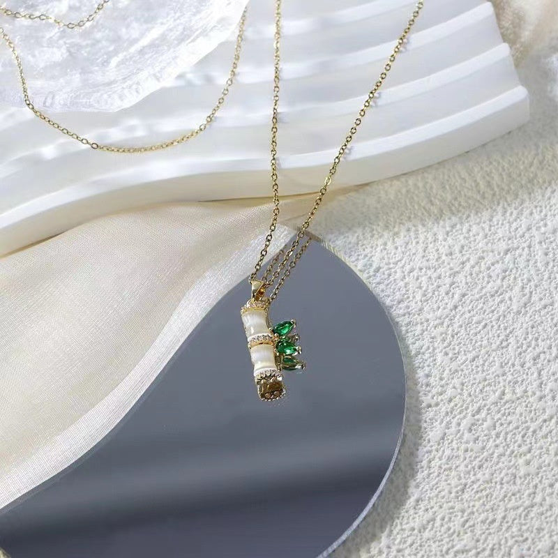 Bamboo Necklace Ladies Titanium Steel Light Luxury Minority Style High-grade