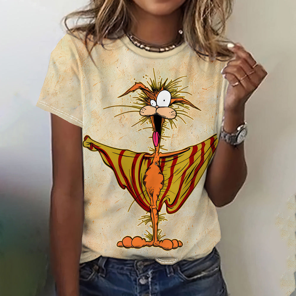Printed Animal Casual Short-sleeved Top Female
