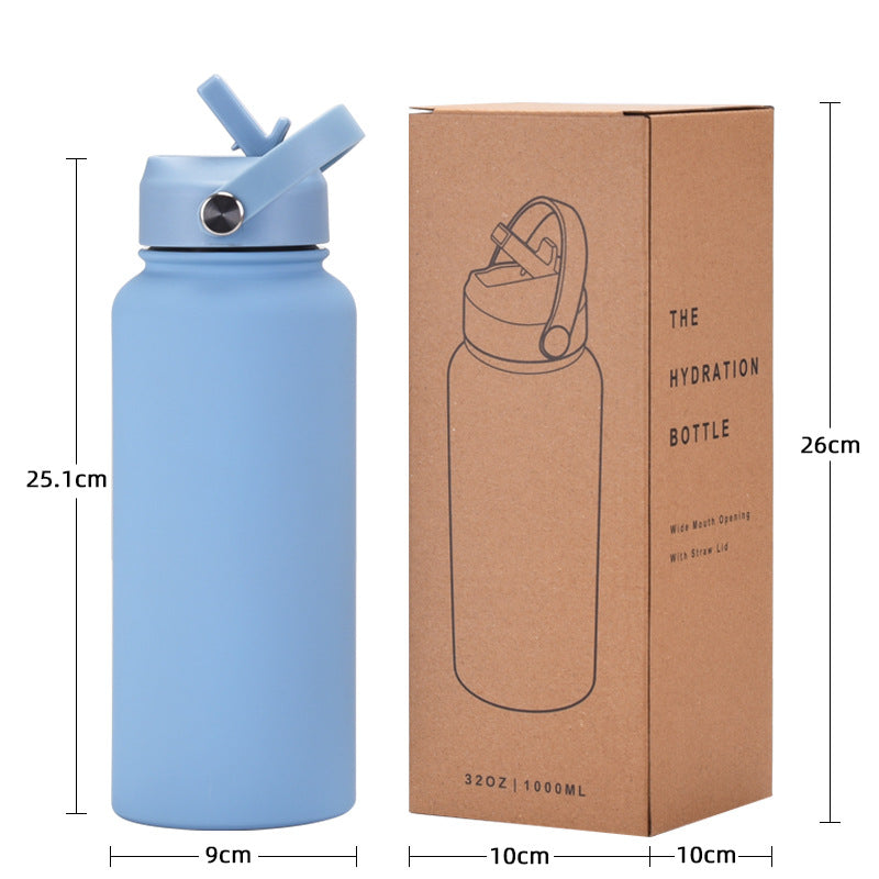 Sports Stainless Steel Large Capacity Straw Warm-keeping Water Cup