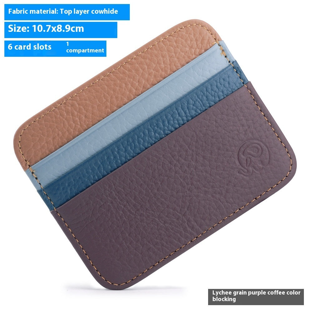 Small Round Elephant First Layer Cowhide Coin Purse Genuine Leather Card Holder