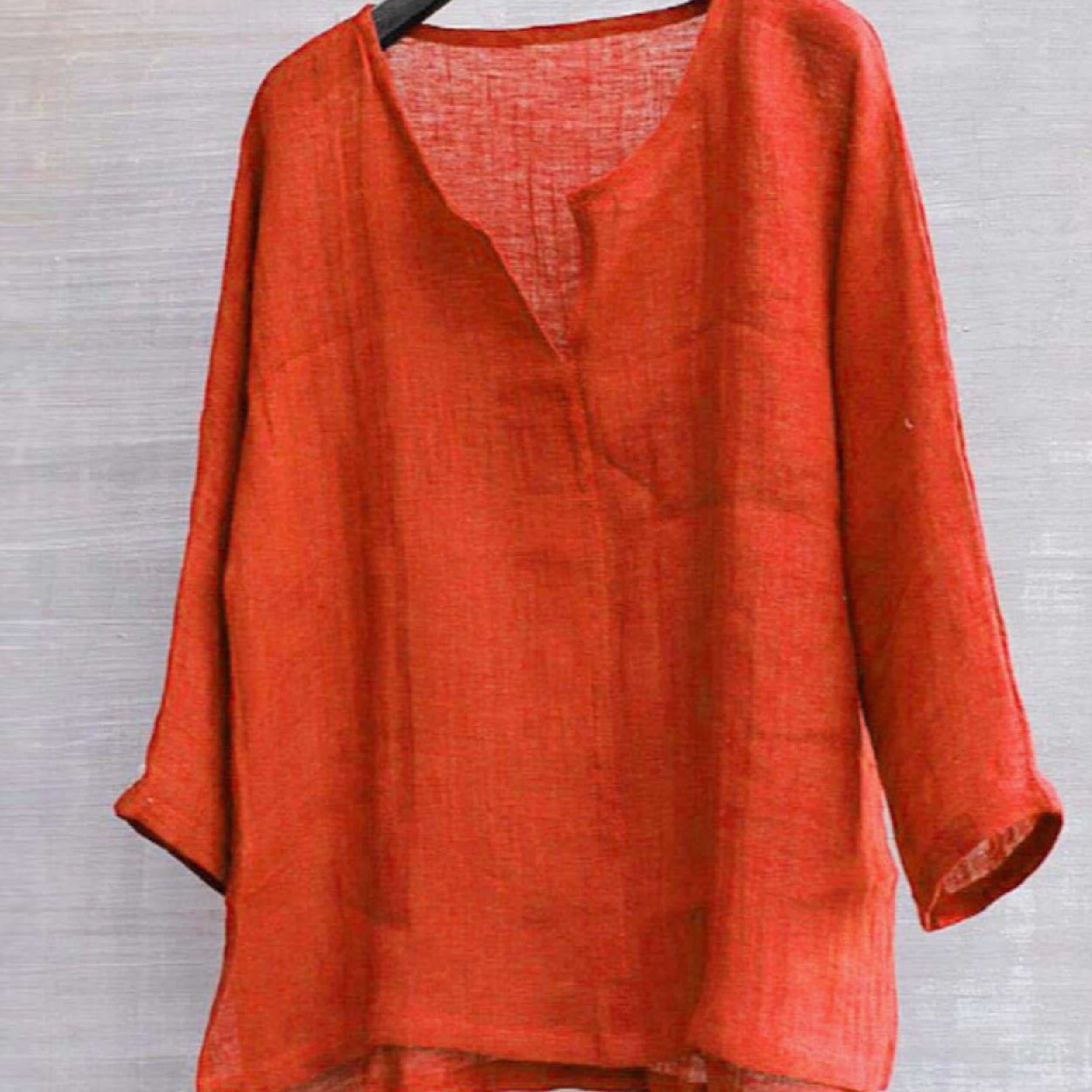 Chinese Style V-neck Men's Long-sleeved Shirt