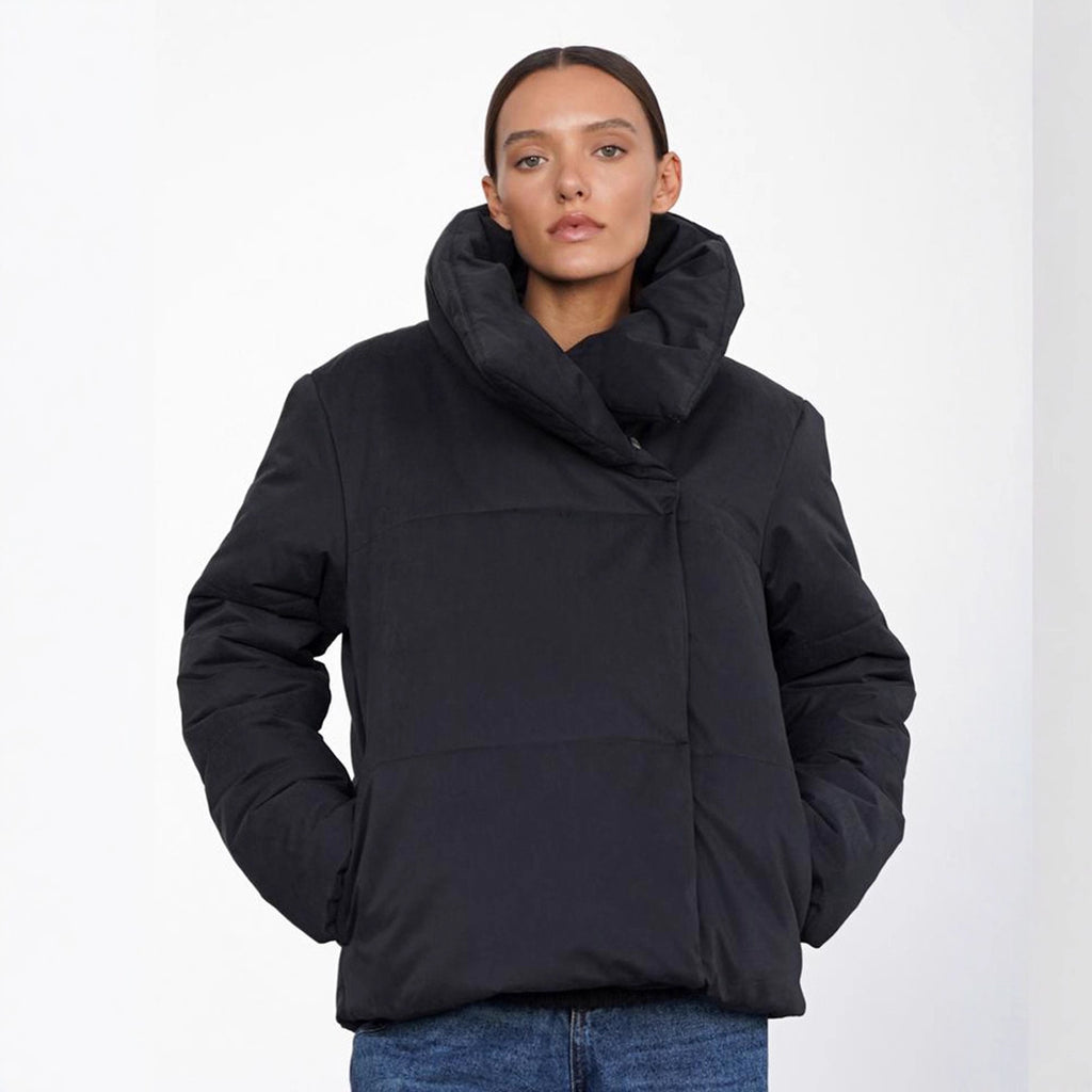 New Asymmetric Hidden Hook Warm Turtleneck Cotton-padded Jacket