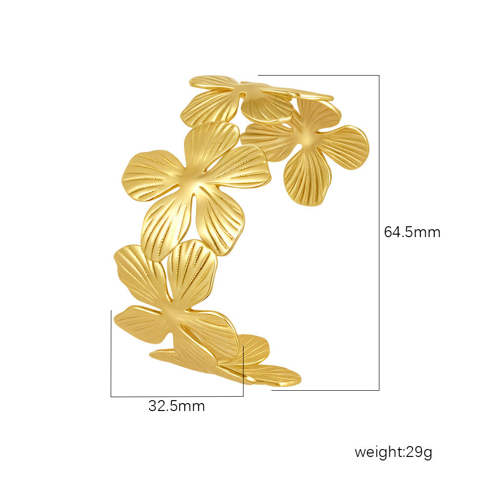 Women's Stainless Steel High-grade C- Shaped Oil Pressure Open-ended Bracelet