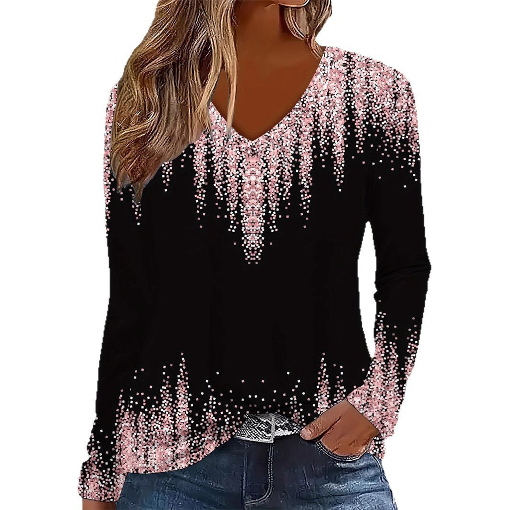 Women's Loose And Stylish Long Sleeves T-shirt Mild Luxury Retro Picture