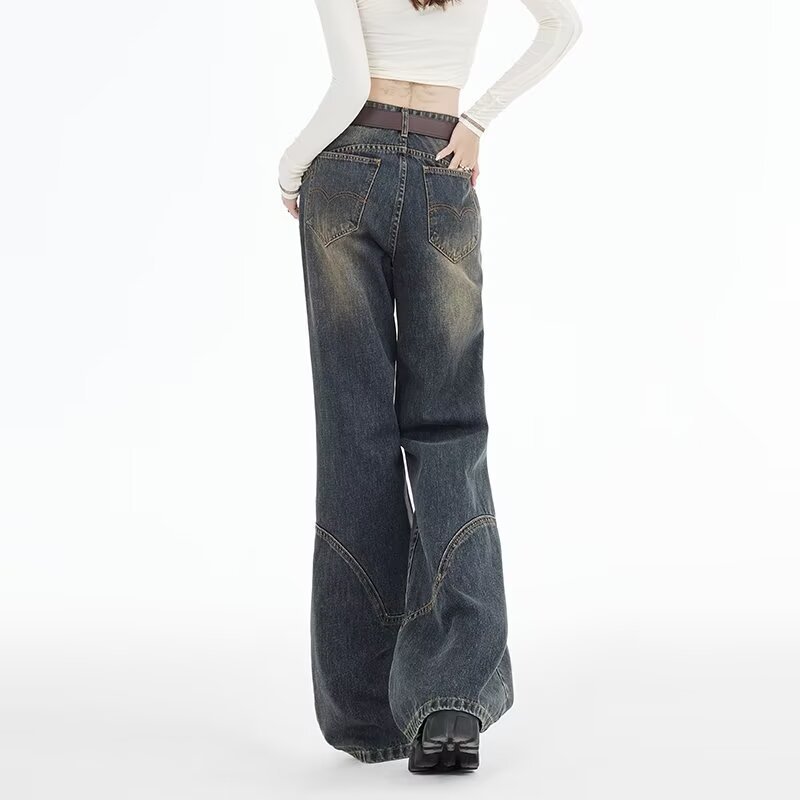 Womens Retro High-Waisted Denim Jeans New Loose Style For FallWinter