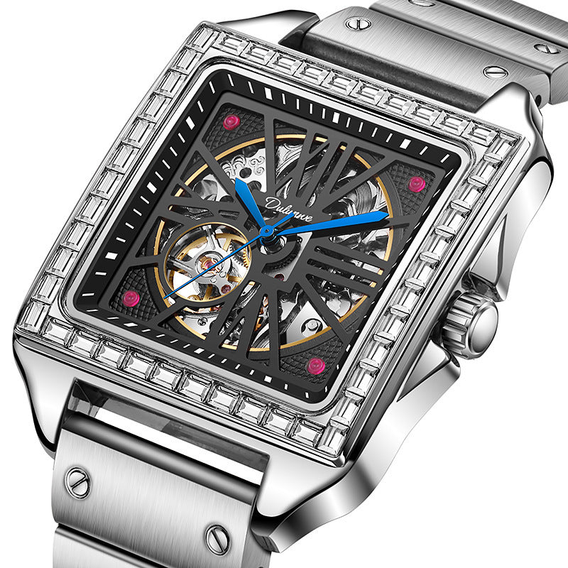 New Square Diamond-studded Design Automatic Watch