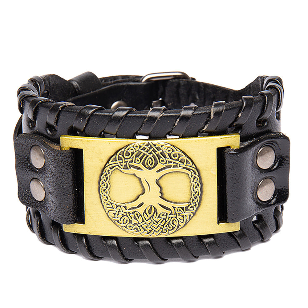 Men's Alloy Lucky Tree Accessories Width Leather Bracelet