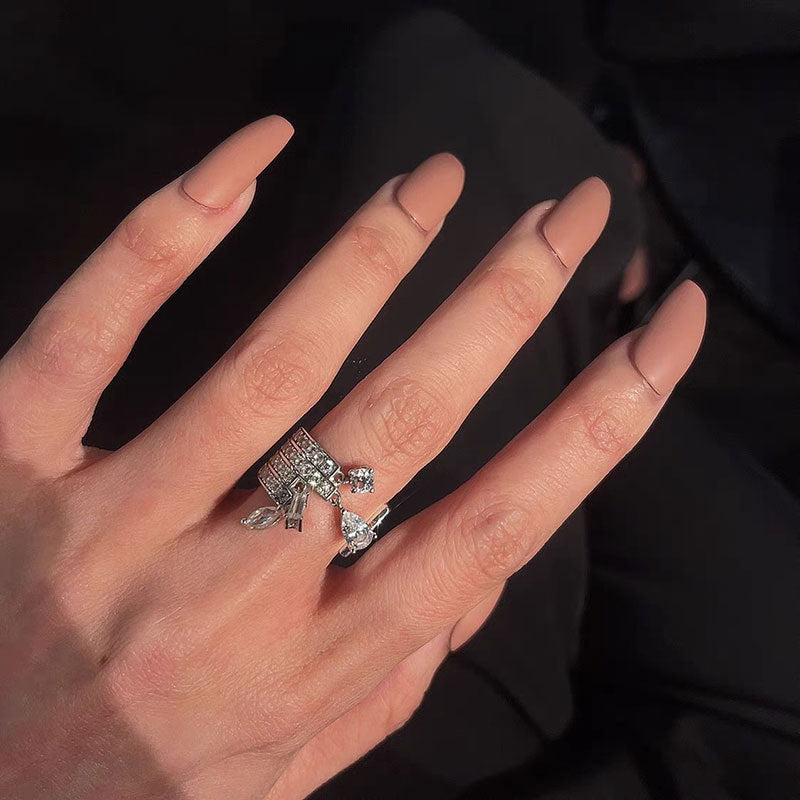 Zirconia Crystal Water Drop Zircon Geometry Rings For Women