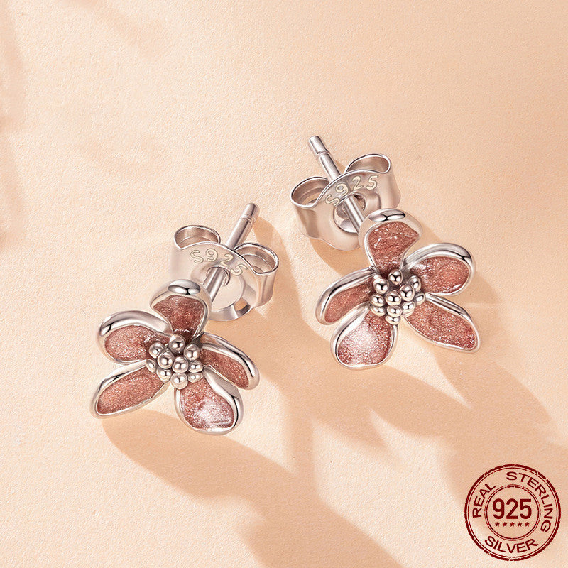 S925 Sterling Silver Autumn Flower Ear Studs