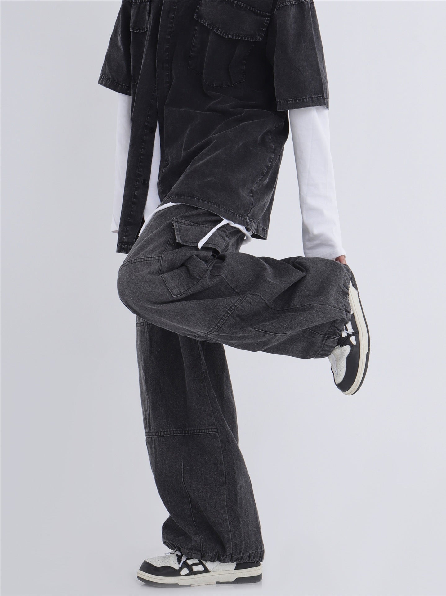 Loose Wide-leg Work New Washed Profile Jeans