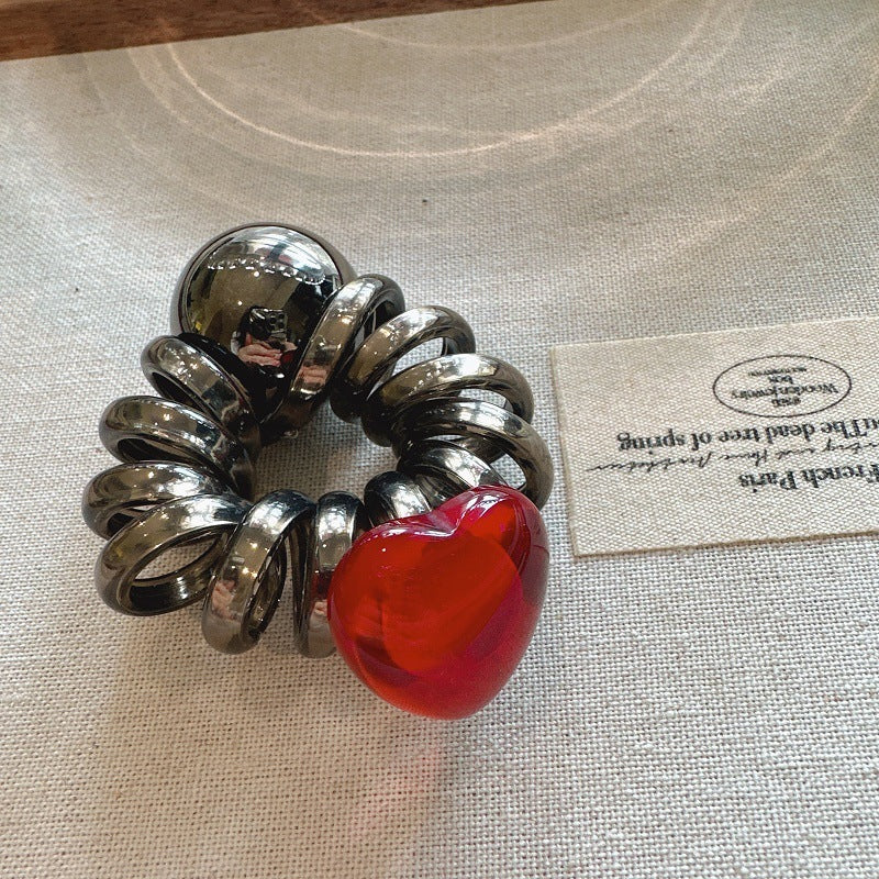 Simple Graceful Red Love Phone Line Hair Ring