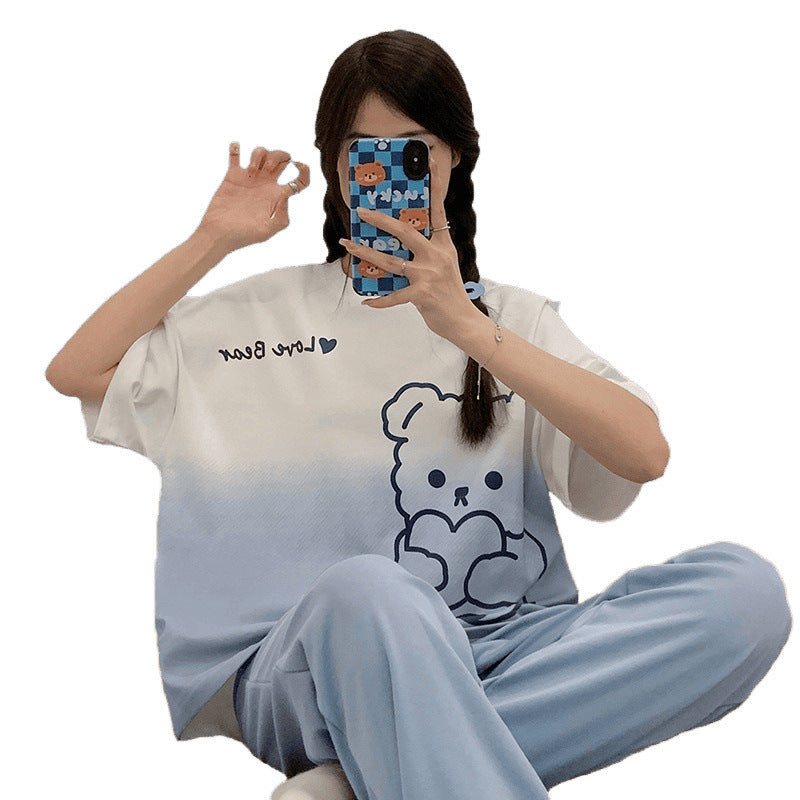 Sweet Student Casual Short-sleeved Trousers Home Wear Loose Plus Size Padded Pajamas