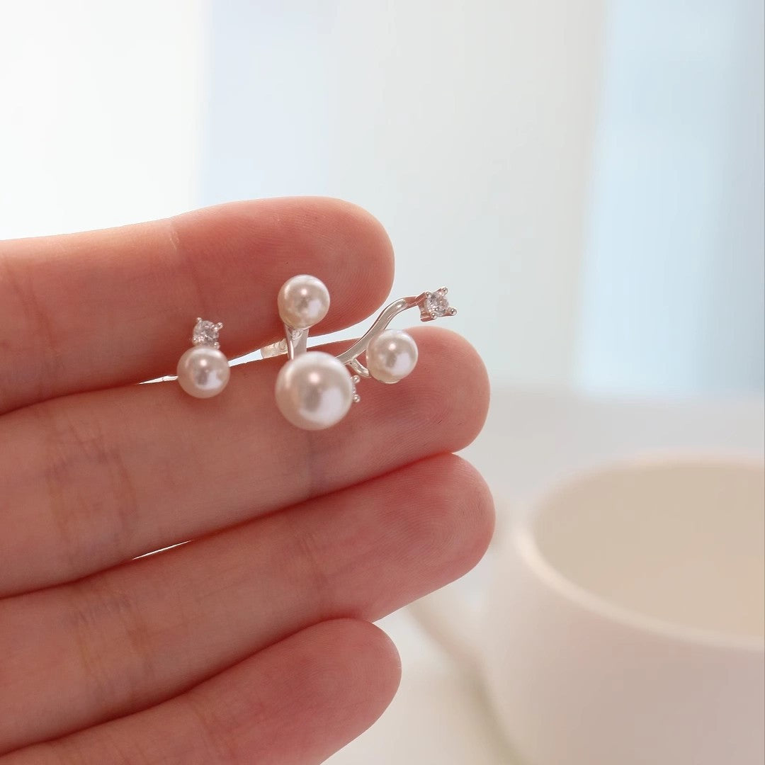 S925 Sterling Silver Starry Pearl Stud Earrings
