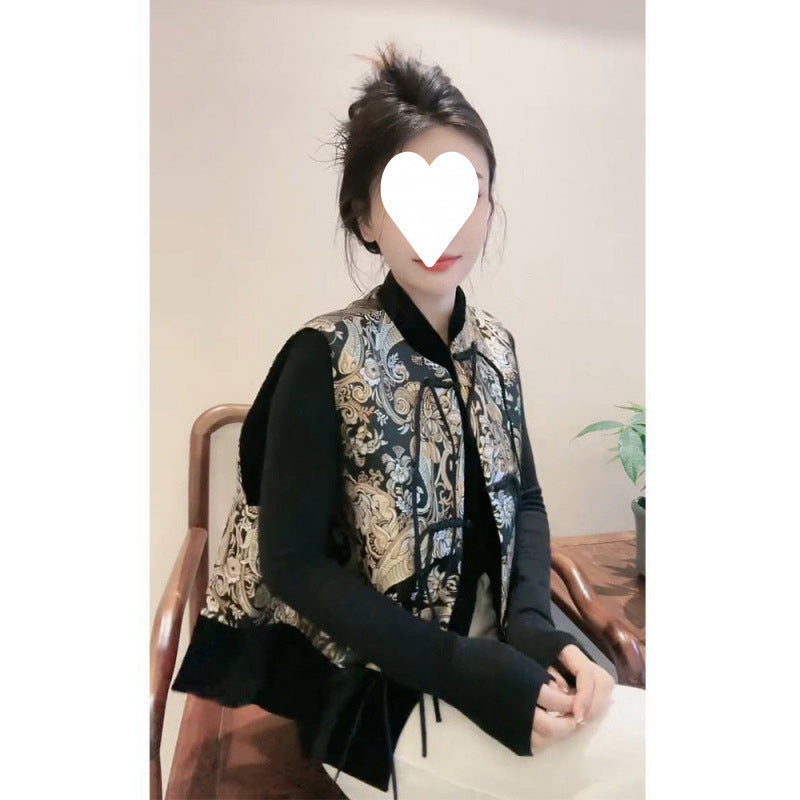 Fashion Tang Suit Retro Top Ethnic Style New Chinese Style Vest