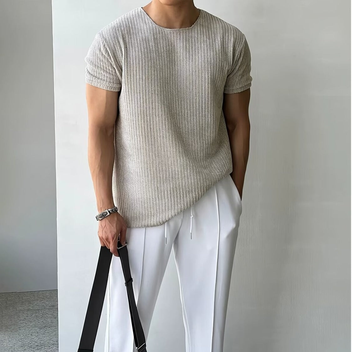 Breathable Short-sleeved Sweater Men's Round Neck T-shirt