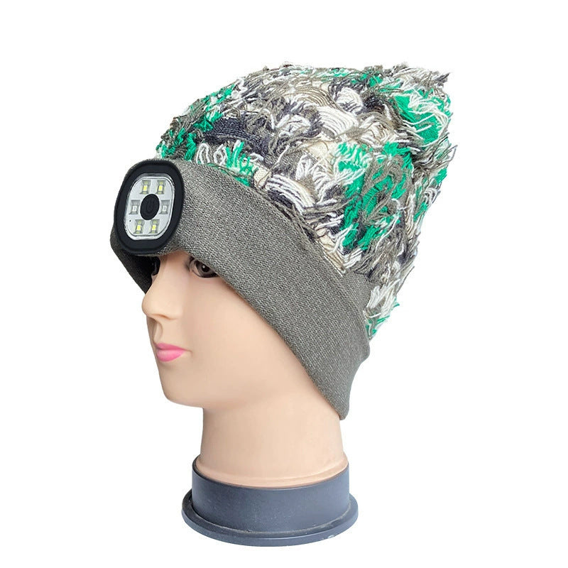 Outdoor Lighting Night Light Fishing Mountaineering Knitted Thickened Woolen Cap