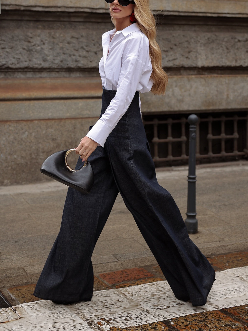 Elegant High-waist Wide-leg Jeans